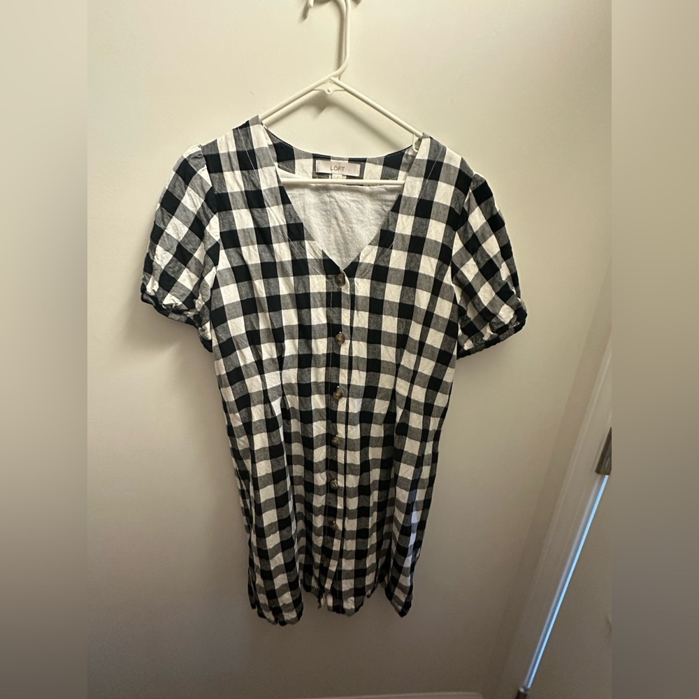 Black and White Checkered LOFT Dress